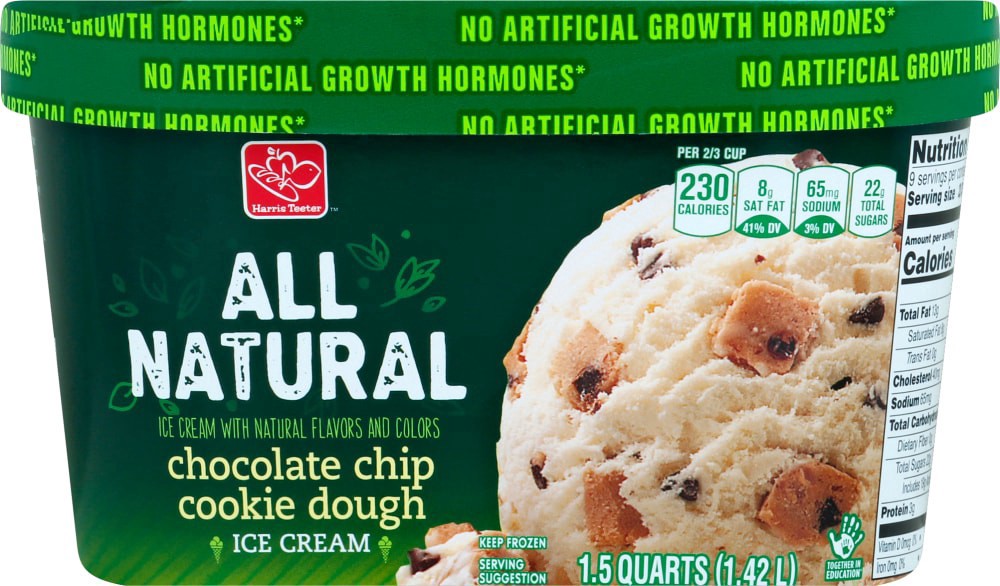 slide 3 of 3, Harris Teeter™ All Natural Chocolate Chip Cookie Dough Ice Cream, 48 fl oz