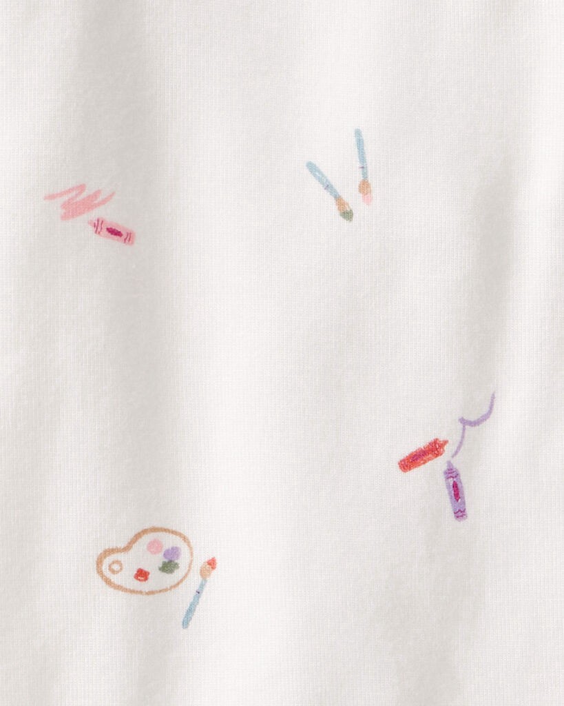 slide 4 of 6, Carter's Baby Girl Art Print PurelySoft Sleep & Play Pajamas - White White PRE, 1 ct
