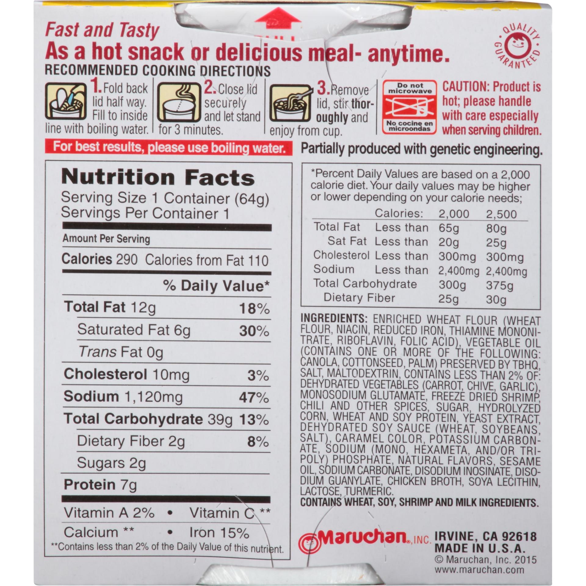 slide 6 of 8, Maruchan Instant Lunch Ramen Noodle Soup Chili Piquin & Shrimp, 2.25 oz