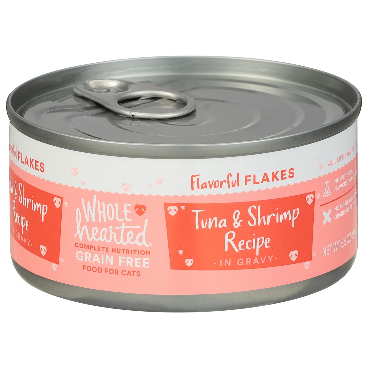 slide 7 of 16, Whole Hearted Grain Free Flakes Tuna & Shrimp Recipe in Gravy Food for Cats 5.5 oz, 5.5 oz