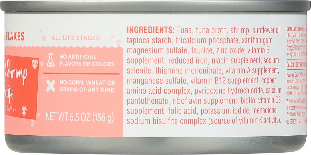 slide 5 of 16, Whole Hearted Grain Free Flakes Tuna & Shrimp Recipe in Gravy Food for Cats 5.5 oz, 5.5 oz