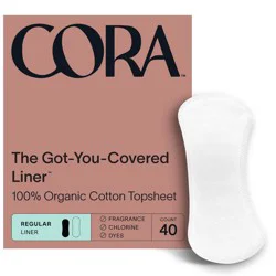 Cora 100% Organic Cotton Topsheet Regular Liner - 40 Each