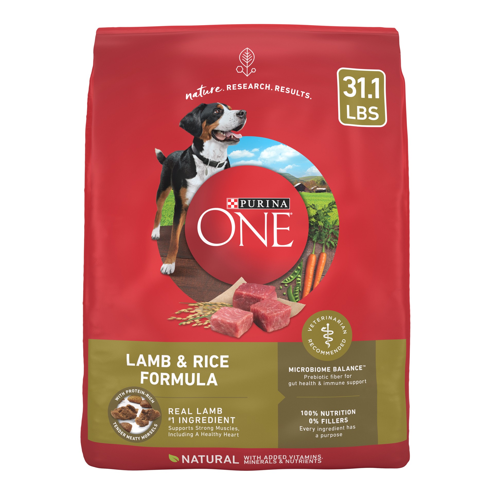 slide 1 of 8, ONE Purina ONE Dry Dog Food Lamb and Rice Formula, 31.1 lb