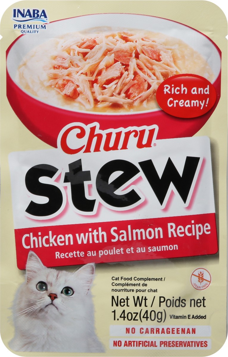 slide 6 of 14, Inaba Churu Stew for Cats, Creamy Broth Gelée with Shredded Chicken Side Dish Pouch, 1.4 Ounces, Chicken with Salmon Recipe, 1 ct