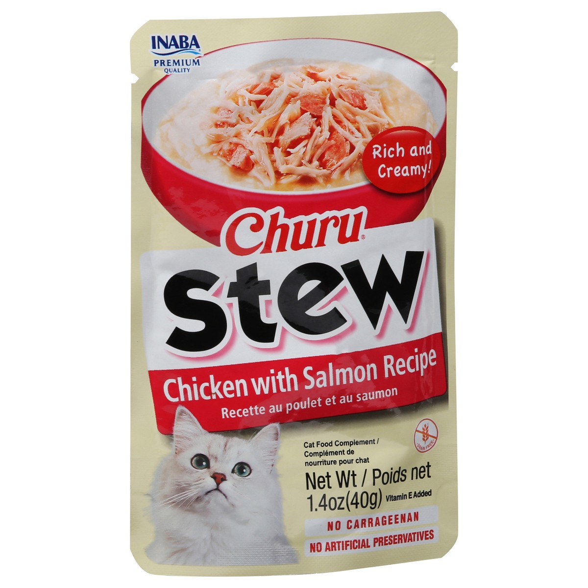 slide 9 of 14, Inaba Churu Stew for Cats, Creamy Broth Gelée with Shredded Chicken Side Dish Pouch, 1.4 Ounces, Chicken with Salmon Recipe, 1 ct
