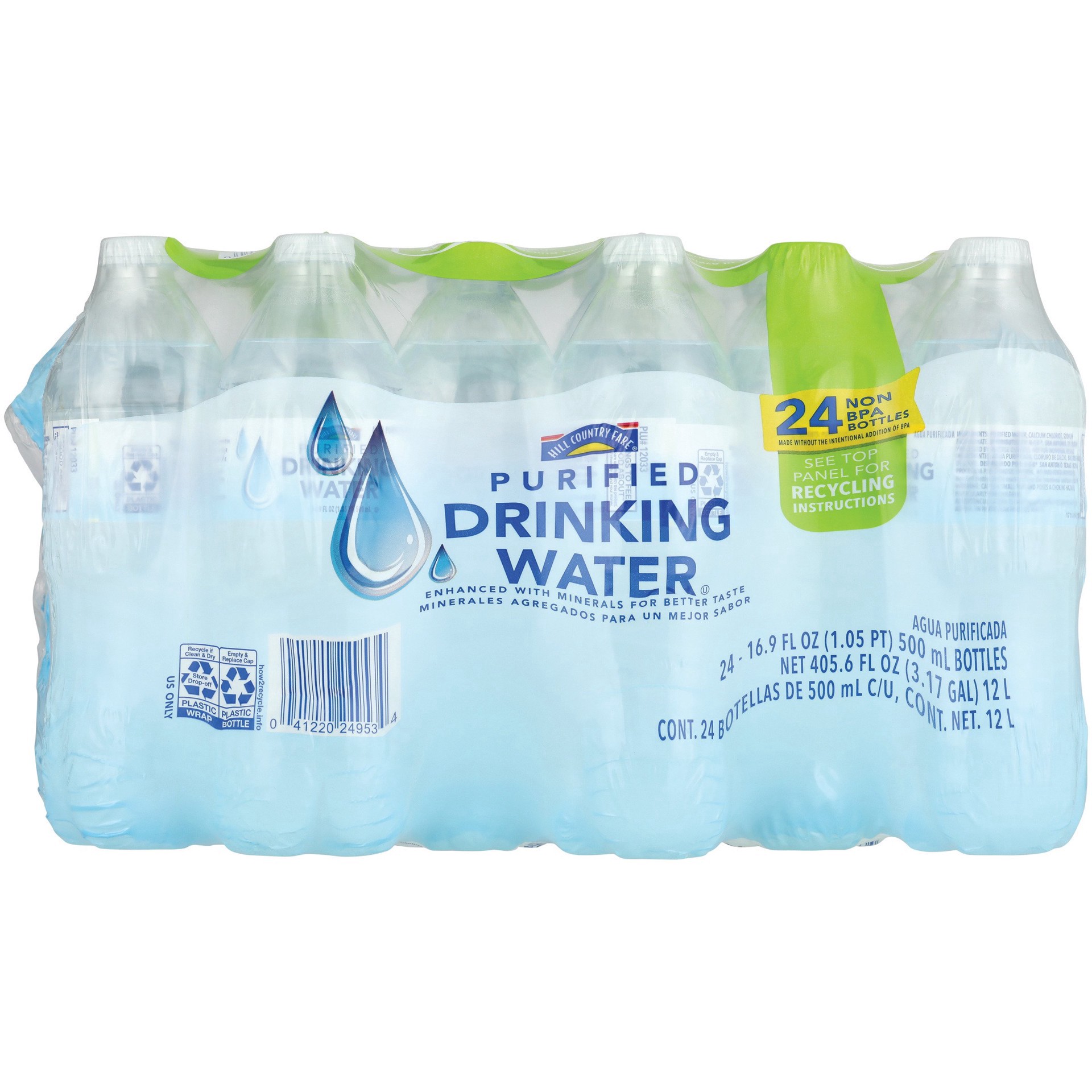 slide 1 of 1, Hill Country Fare Purified Drinking Water 24 pk Bottles, 16.9 oz