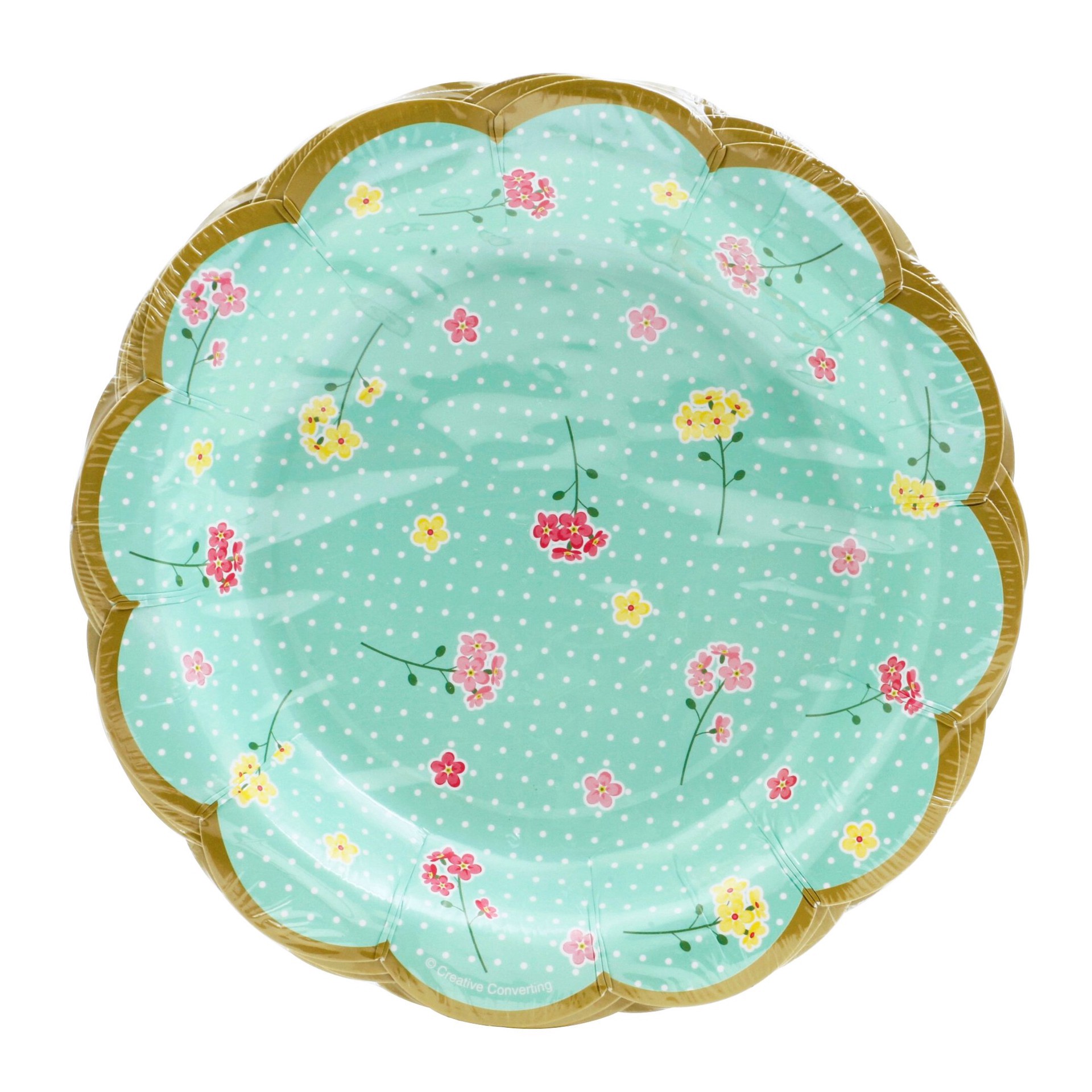 slide 1 of 6, Paper Art Plates, Floral Tea Party, 8 ct