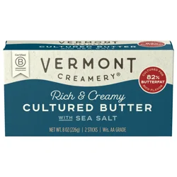 Vermont Creamery Sea Salt Cultured Butter, 8 oz (2 Sticks)