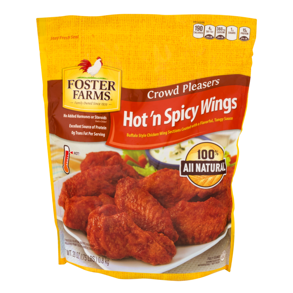 slide 1 of 3, Foster Farms Hot-N-Spicy Wings, 28 oz