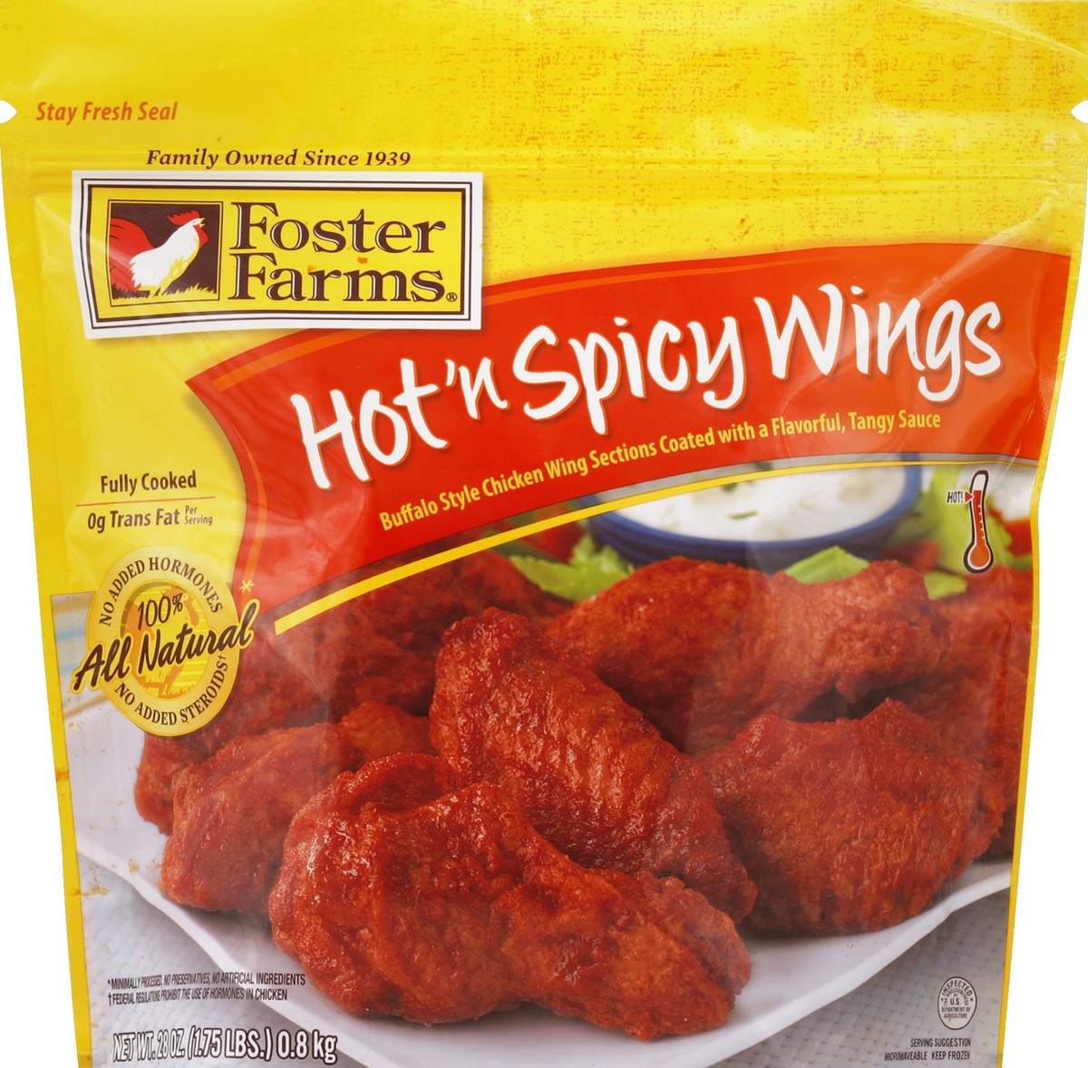 slide 2 of 3, Foster Farms Hot-N-Spicy Wings, 28 oz