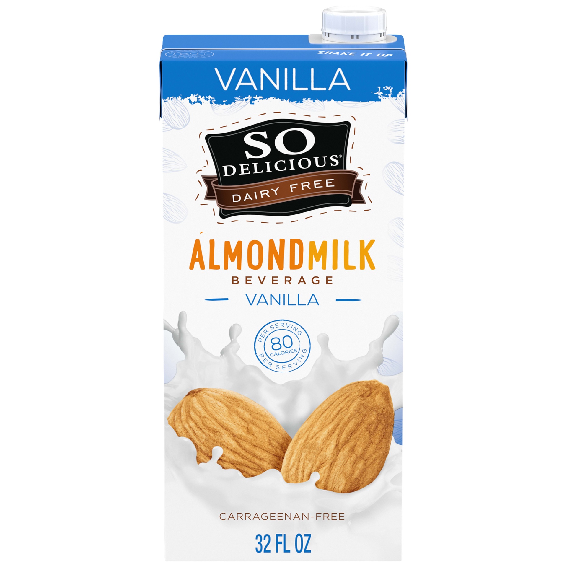 slide 1 of 1, So Delicious Dairy Free Shelf-Stable Almond Milk, Vanilla, Vegan, Non-GMO Project Verified, 1 Quart, 32 fl oz