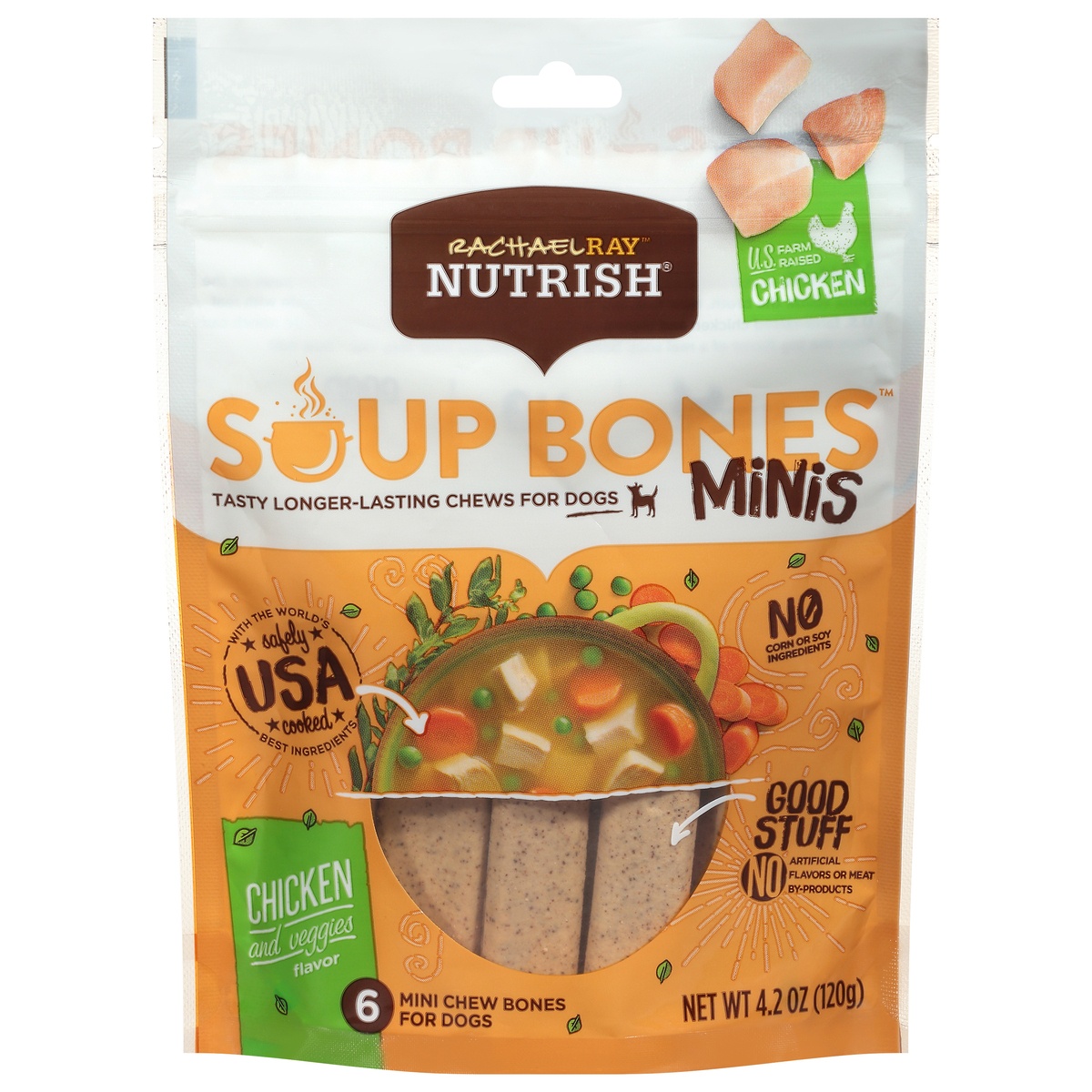 slide 1 of 2, Rachael Ray Nutrish Soup Bones Minis Chicken and Veggies Flavor Chew for Dogs 6 ea, 