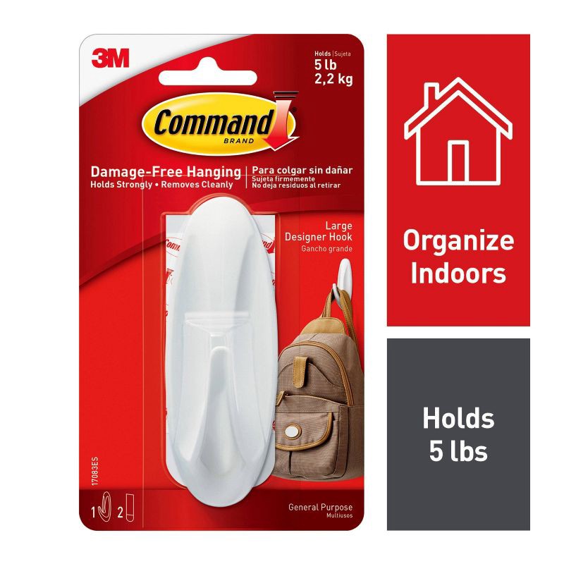 slide 2 of 11, Command Large Designer Hook White, 1 ct