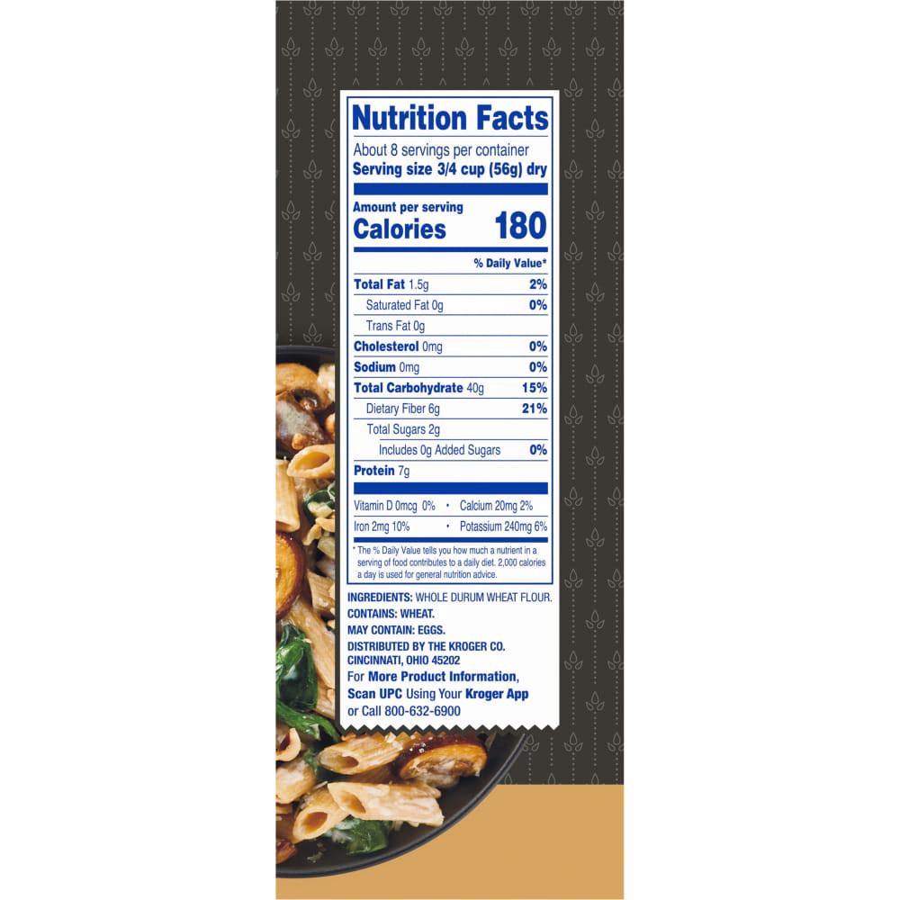 slide 2 of 4, Kroger Whole Wheat Penne Rigatoni Noodles, 16 oz