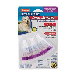 Hartz Ultraguard Topical For Dog & Puppies Dual Action 31 To 60 Lbs Blister Pack - 3 Count