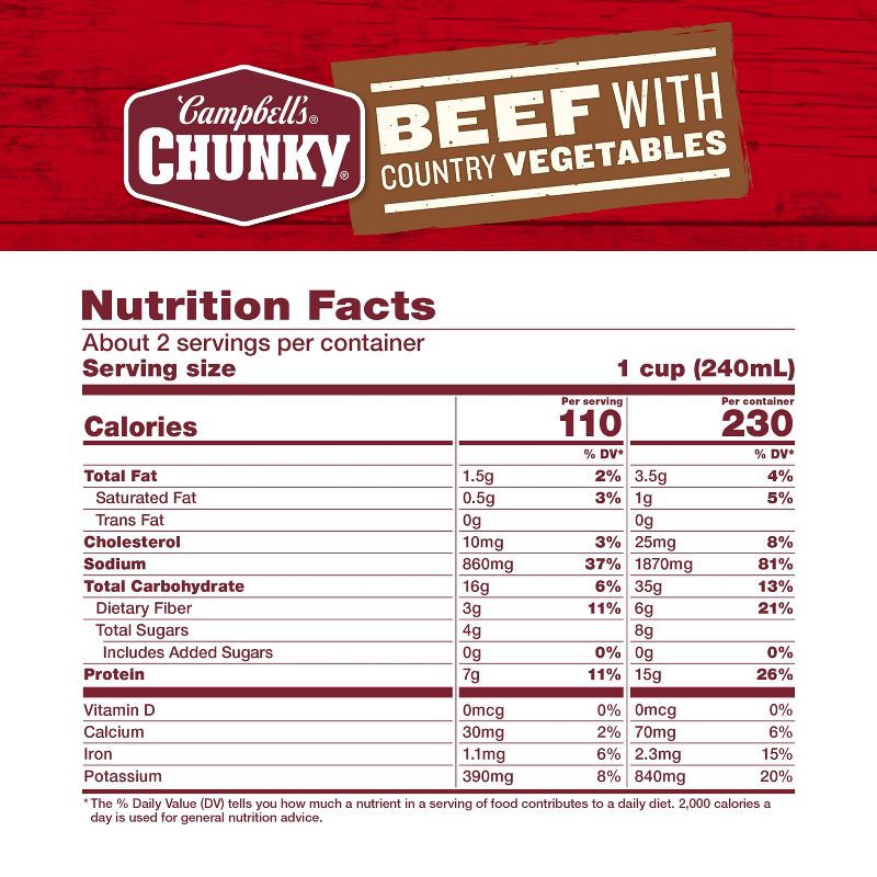 slide 8 of 14, Campbell's Chunky Beef with Country Vegetables Soup - 18.8oz, 18.8 oz