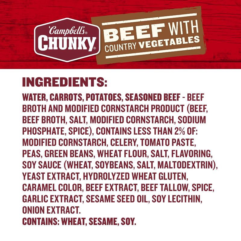 slide 9 of 14, Campbell's Chunky Beef with Country Vegetables Soup - 18.8oz, 18.8 oz