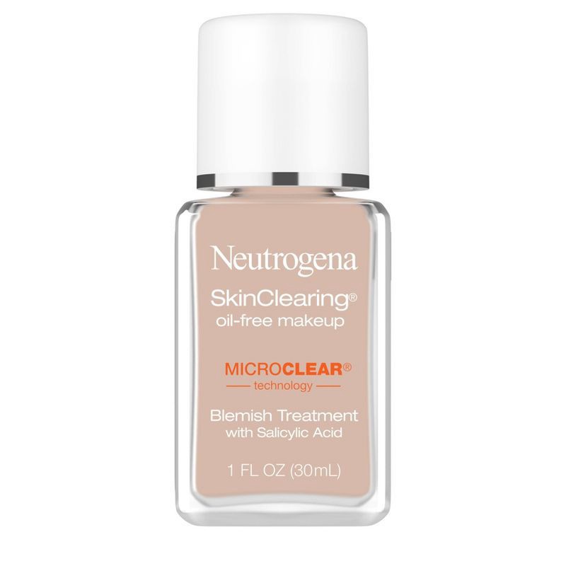 slide 1 of 11, Neutrogena Skin Clearing Oil-Free Liquid Foundation with Salicylic Acid - 20 Natural Ivory - 1 fl oz, 1 fl oz