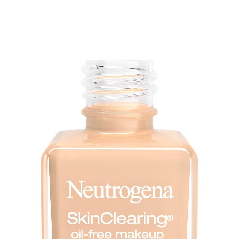 slide 5 of 11, Neutrogena Skin Clearing Oil-Free Liquid Foundation with Salicylic Acid - 30 Buff - 1 fl oz, 1 fl oz