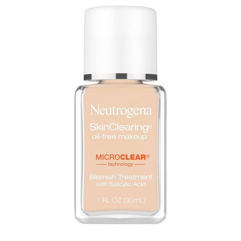 slide 1 of 11, Neutrogena Skin Clearing Oil-Free Liquid Foundation with Salicylic Acid - 30 Buff - 1 fl oz, 1 fl oz