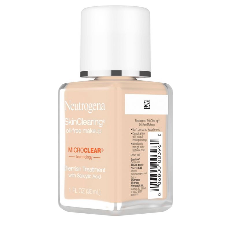 slide 8 of 11, Neutrogena Skin Clearing Oil-Free Liquid Foundation with Salicylic Acid - 30 Buff - 1 fl oz, 1 fl oz