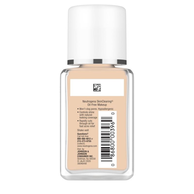 slide 9 of 11, Neutrogena Skin Clearing Oil-Free Liquid Foundation with Salicylic Acid - 30 Buff - 1 fl oz, 1 fl oz