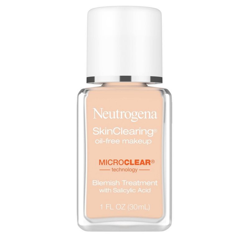 slide 1 of 11, Neutrogena Skin Clearing Oil-Free Liquid Foundation with Salicylic Acid - 40 Nude - 1 fl oz, 1 fl oz