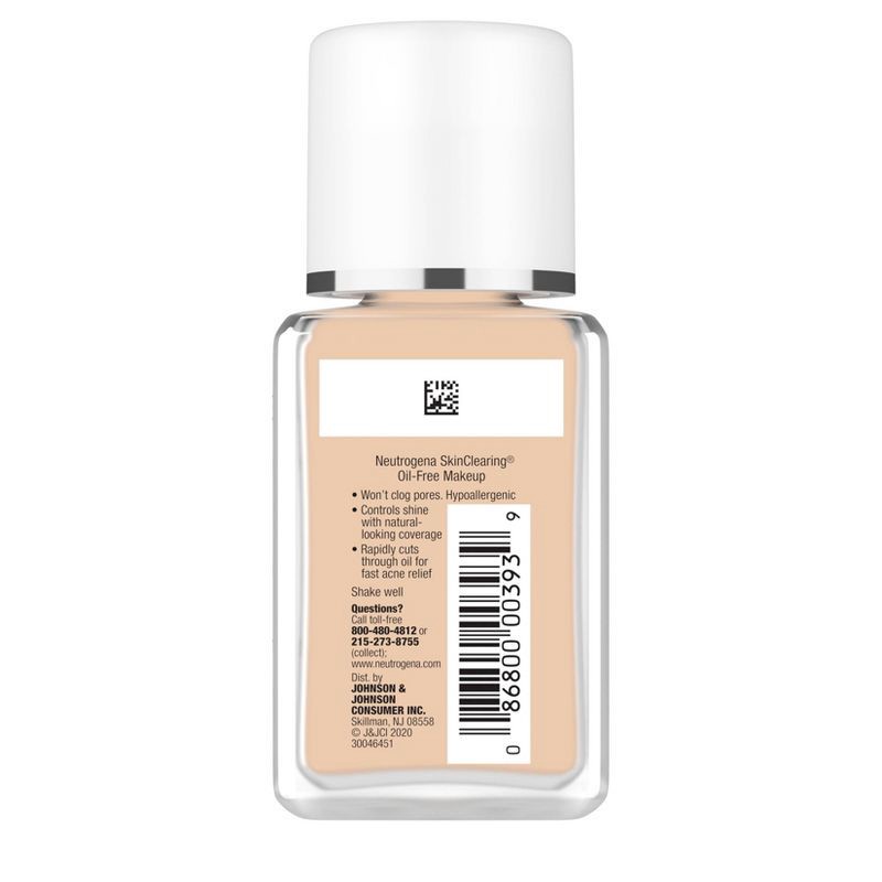 slide 7 of 9, Neutrogena Skin Clearing Oil-Free Liquid Foundation with Salicylic Acid - 60 Natural Beige - 1 fl oz, 1 fl oz