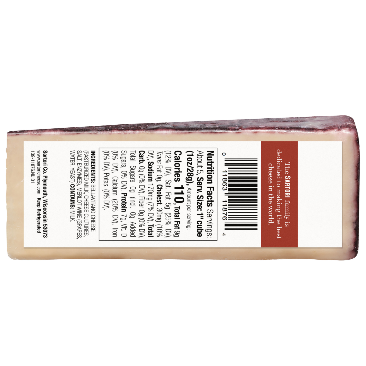 slide 3 of 3, Sartori Cheese, BellaVitano, Merlot, 5.3 oz