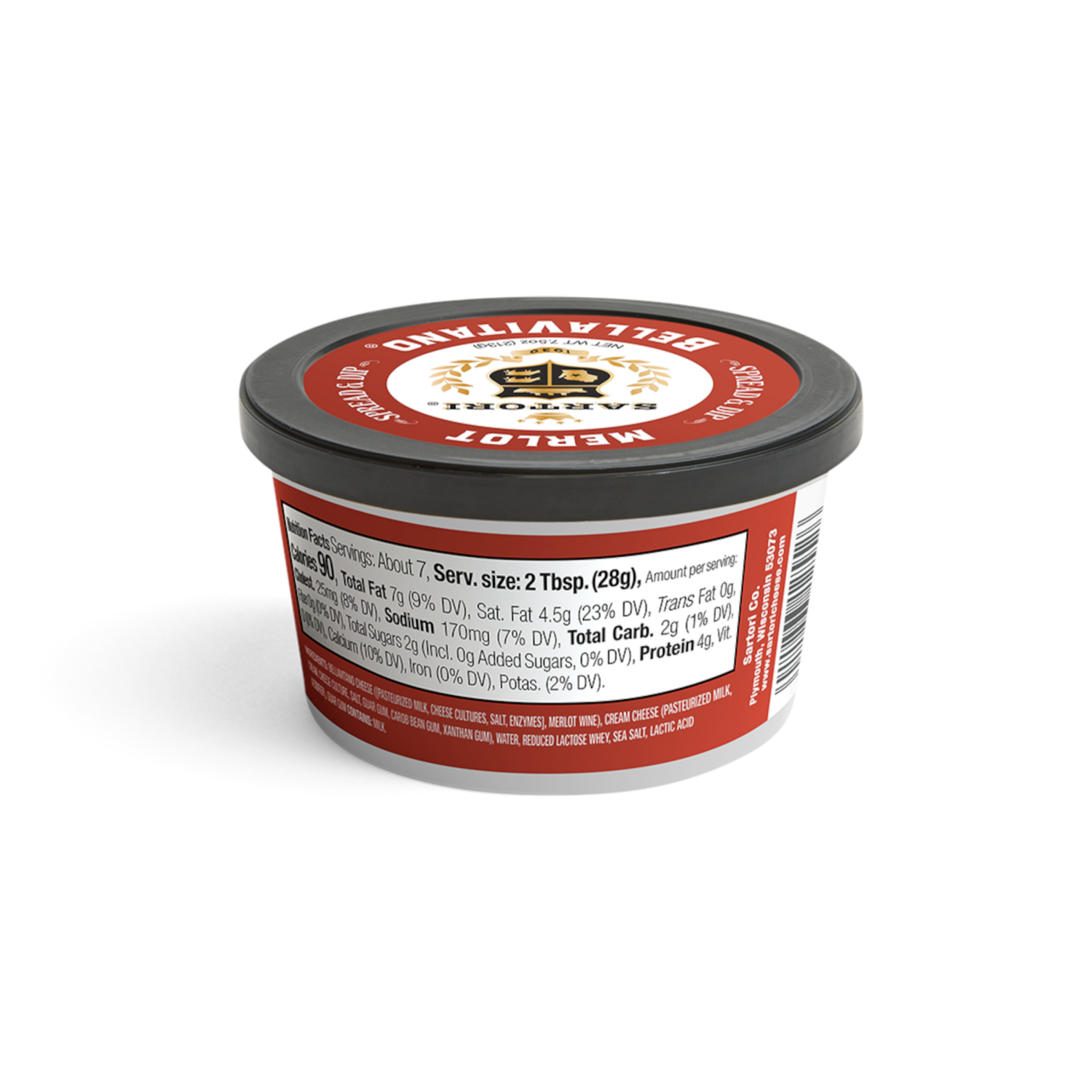 slide 3 of 3, Sartori Spread & Dip, Merlot, 7.5 oz