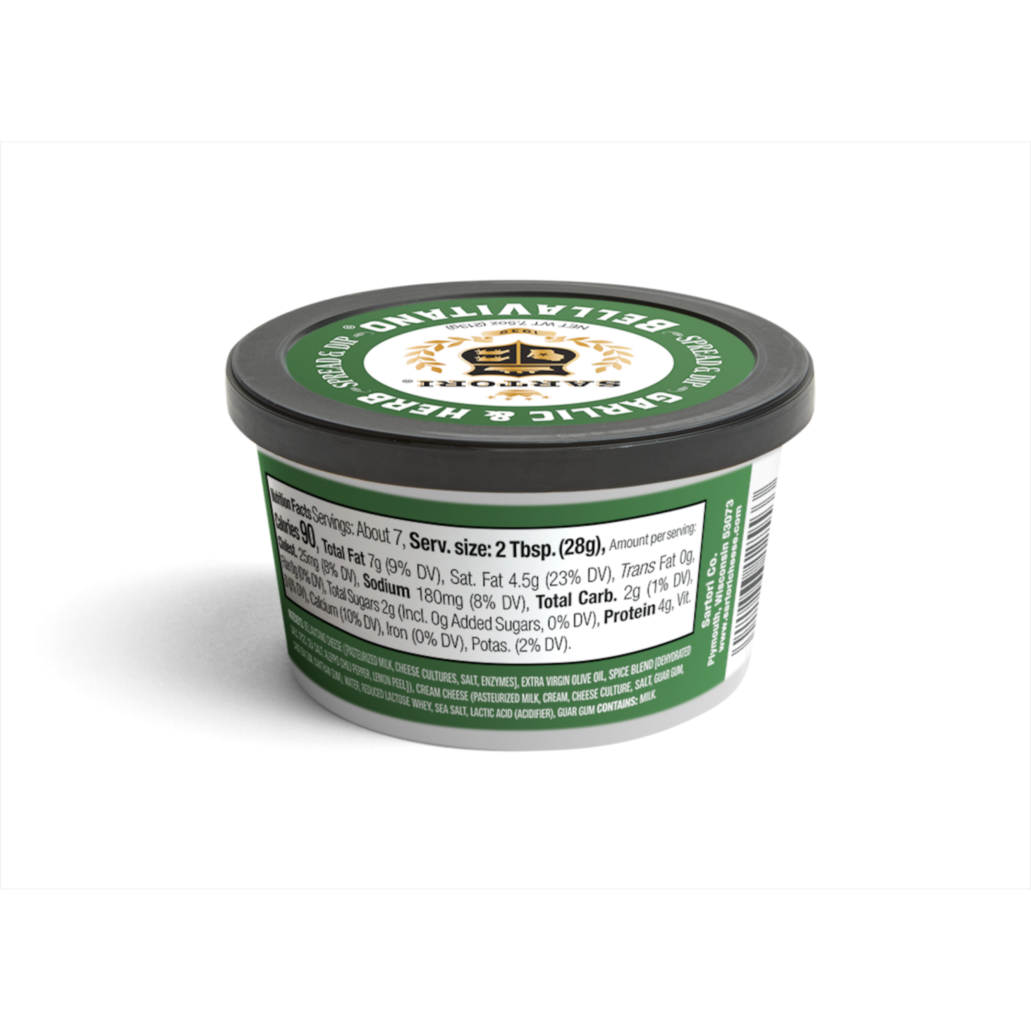 slide 3 of 3, Sartori Spread & Dip, Garlic & Herb, 7.5 oz