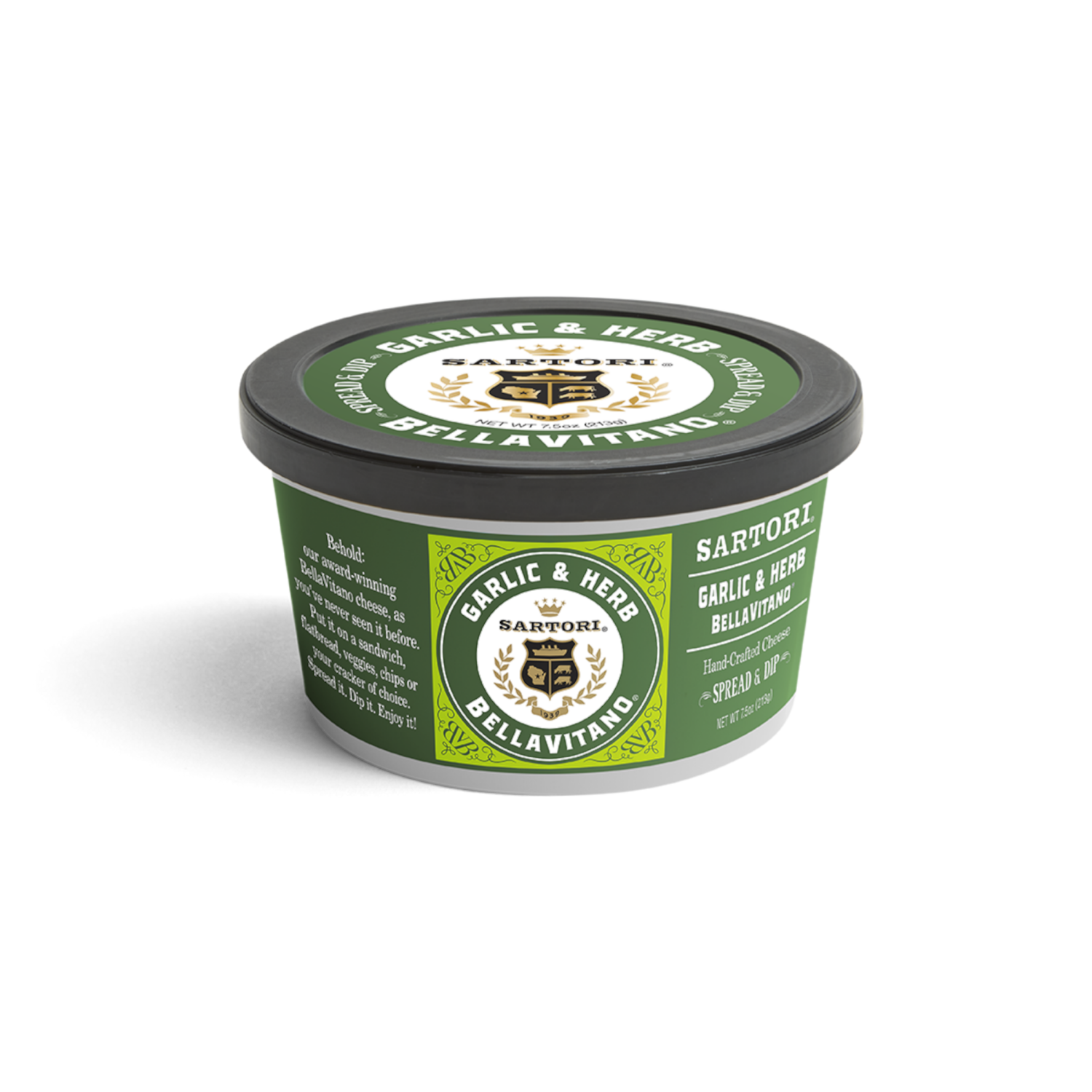 slide 1 of 3, Sartori Spread & Dip, Garlic & Herb, 7.5 oz