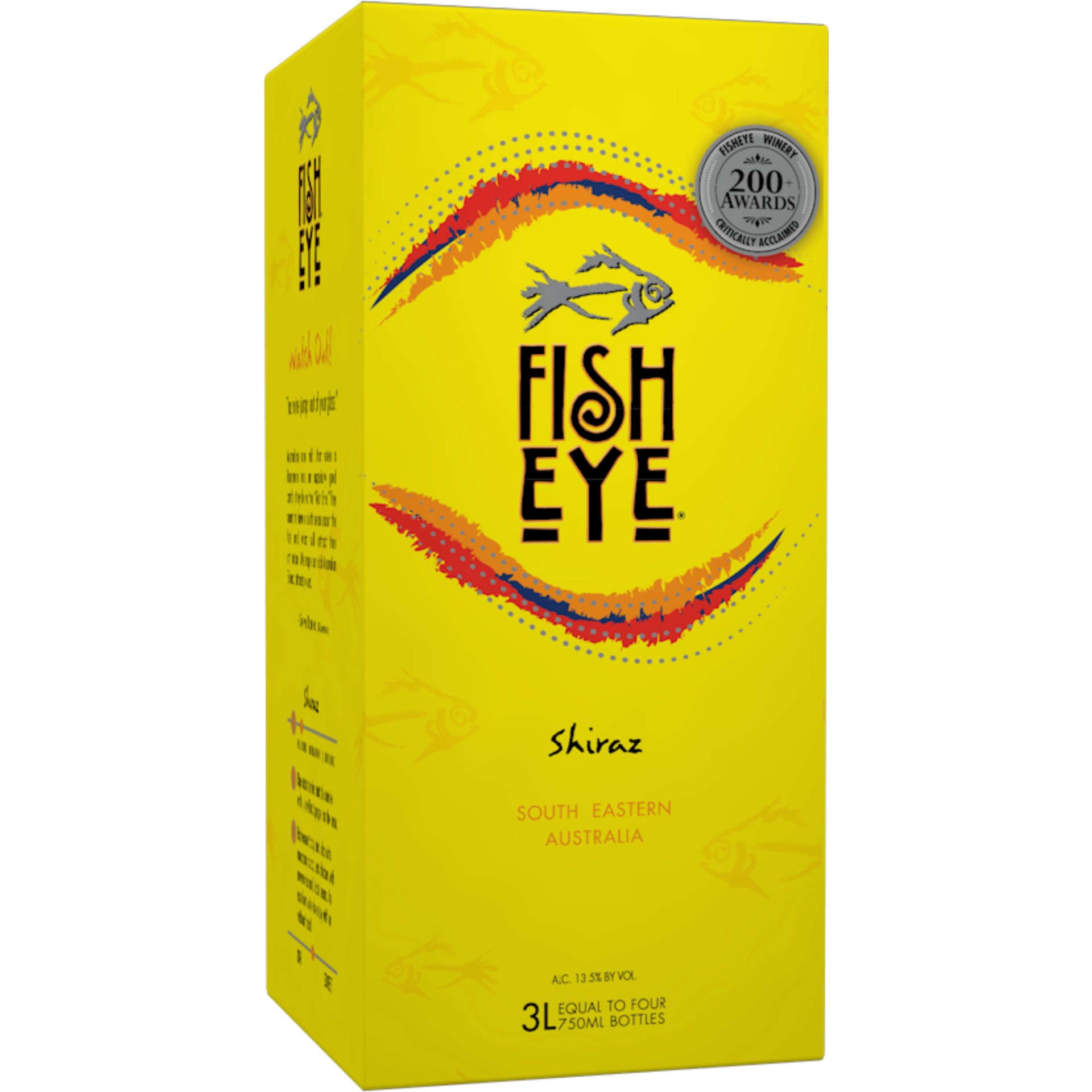 slide 1 of 2, Fish Eye Shiraz, Red Wine, South Eastern Australia , 1 ct, 3L Box, 3000 ml