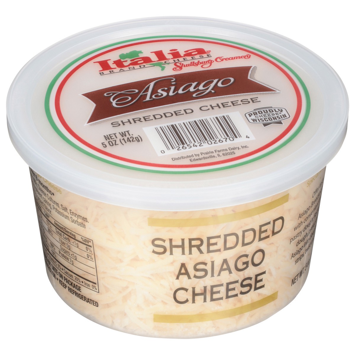 slide 5 of 9, Italia Brand Cheese Shullsburg Creamery Shredded Asiago Cheese 5 oz, 5 oz
