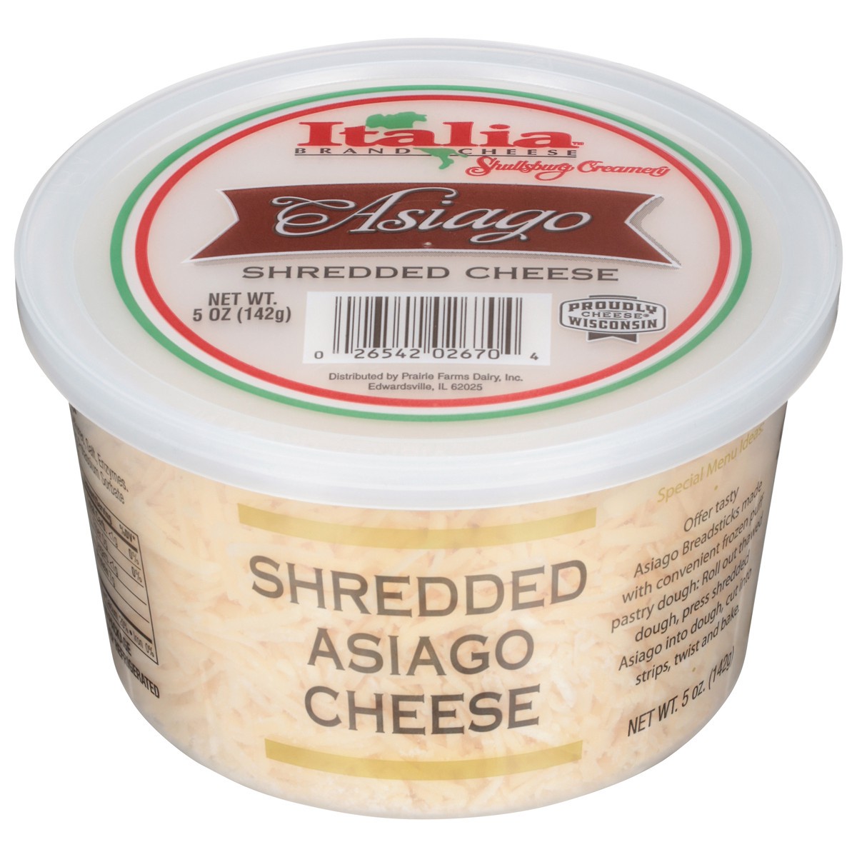 slide 1 of 9, Italia Brand Cheese Shullsburg Creamery Shredded Asiago Cheese 5 oz, 5 oz