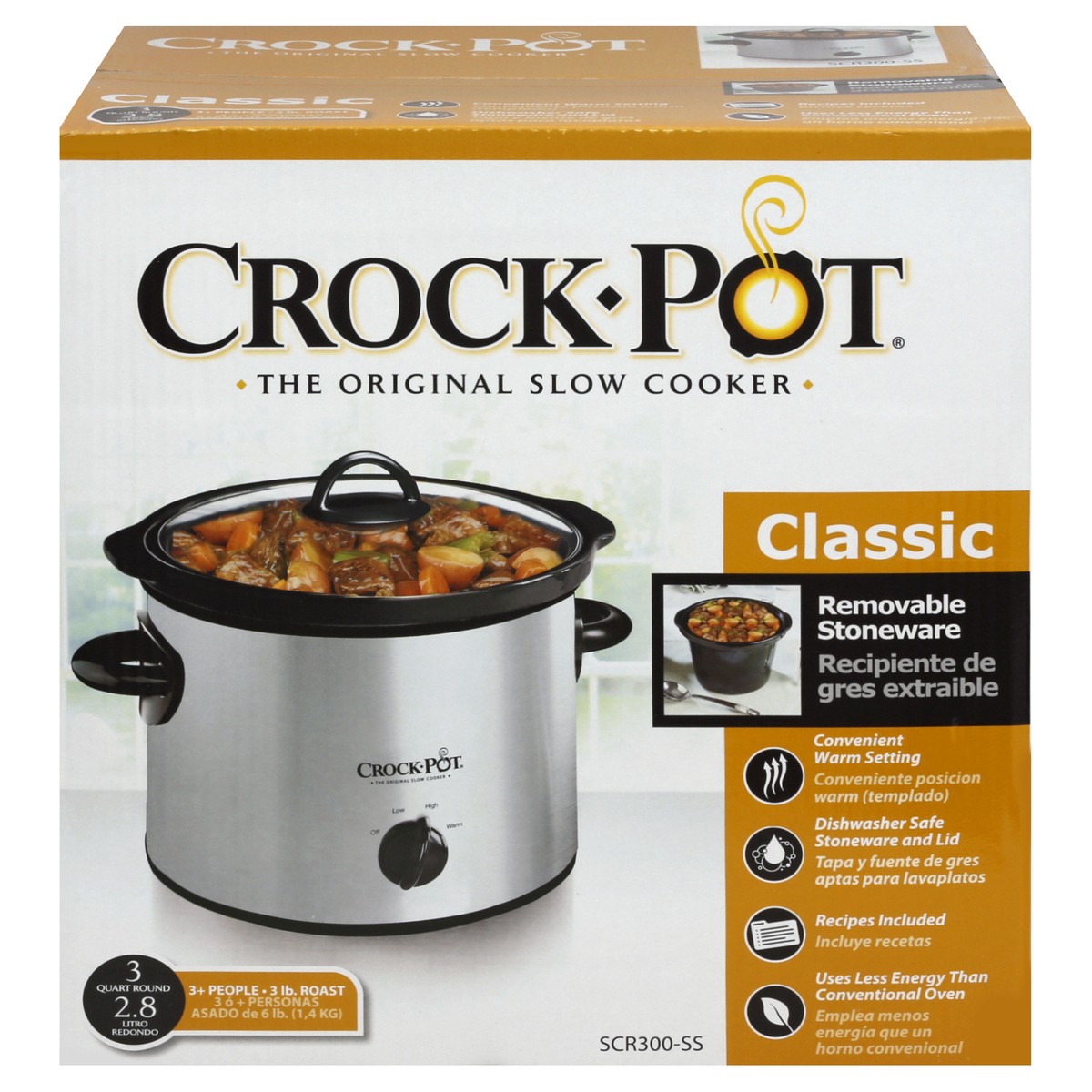 slide 6 of 10, Crock-Pot Stainless Steel Slowcooker 3Qt, 1 ct