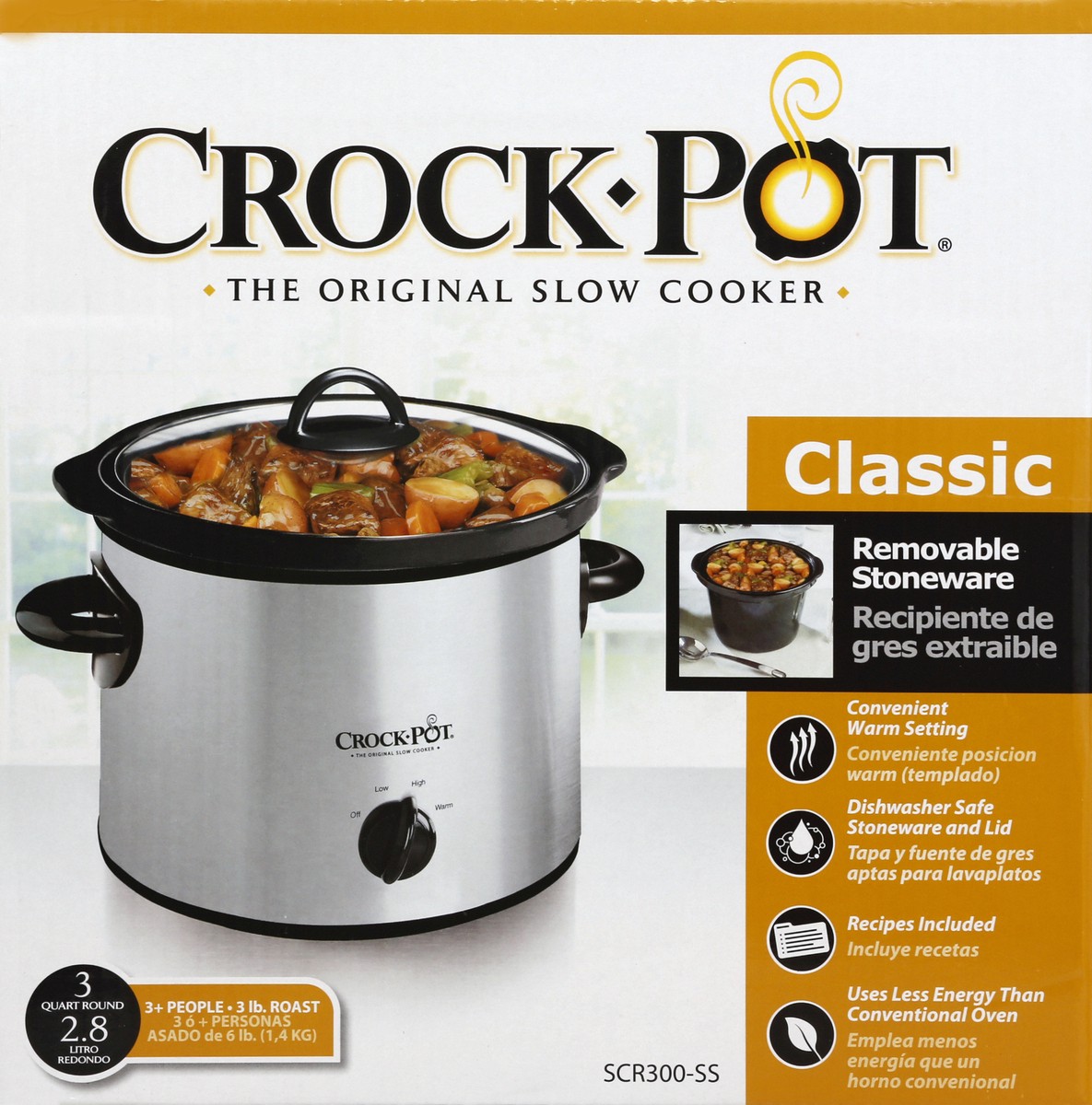 slide 1 of 10, Crock-Pot Stainless Steel Slowcooker 3Qt, 1 ct