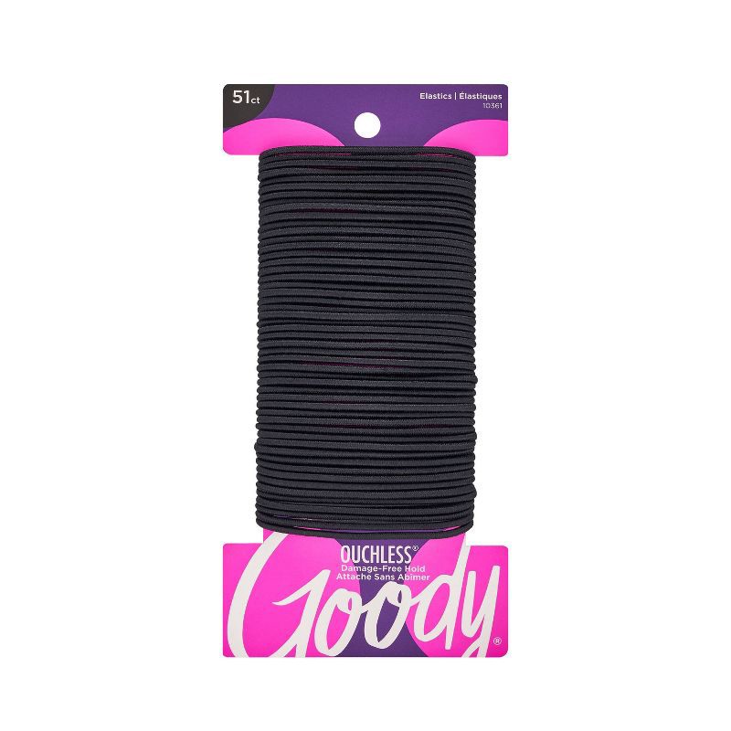 slide 1 of 4, Goody Ouchless Elastic Hair Ties - Black - 51ct, 51 ct