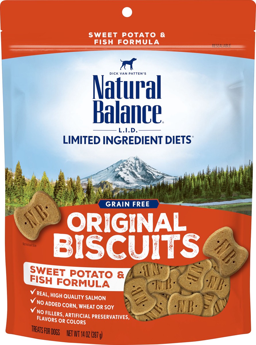 slide 7 of 8, Natural Balance L.I.T. Limited Ingredient Treats Sweet Potato & Fish Formula Dry Dog Treats, 14-Ounce, 14 oz