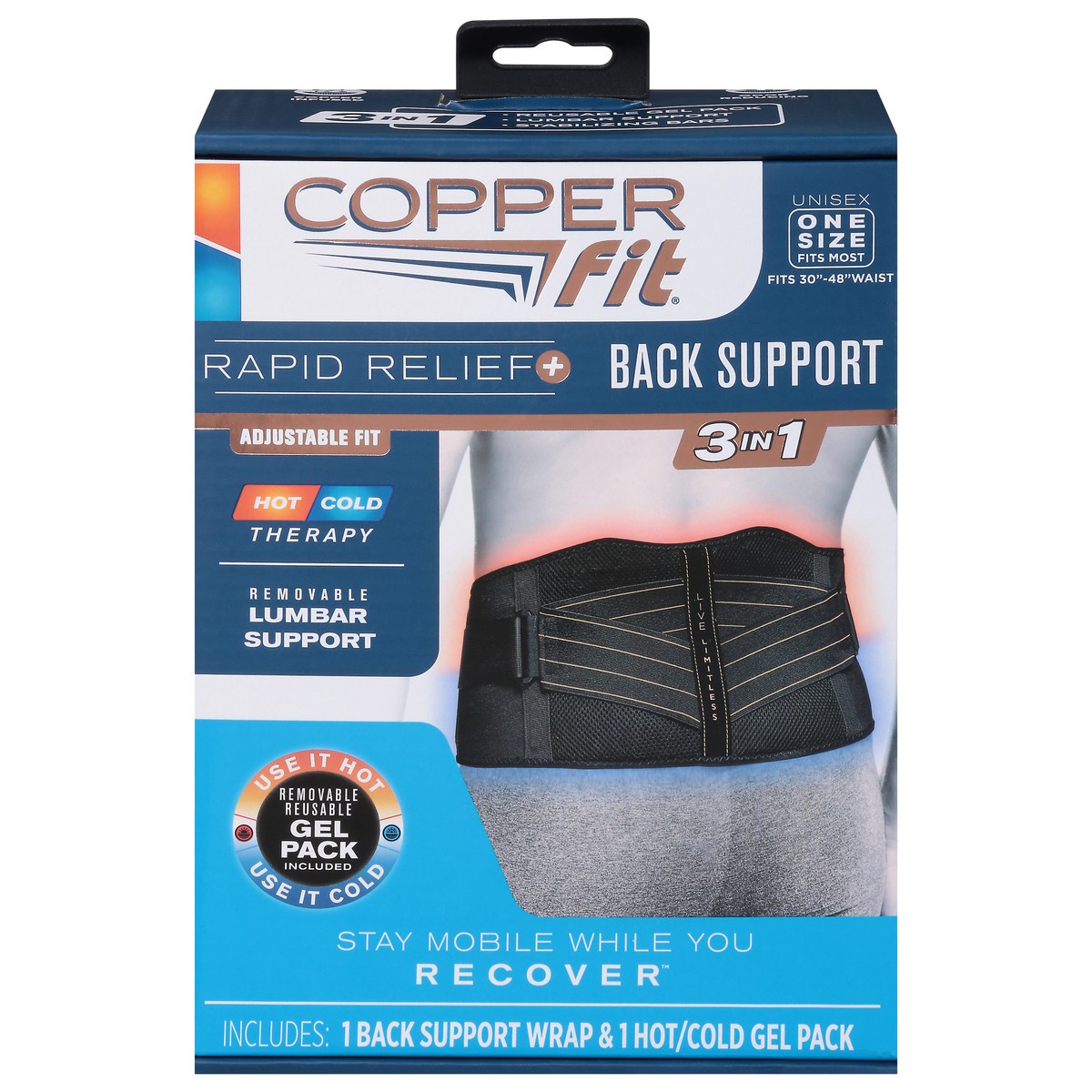 slide 2 of 13, Copper Fit Rapid Relief Back Wrap, One Size, One Size