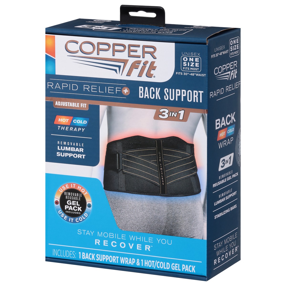 slide 4 of 13, Copper Fit Rapid Relief Back Wrap, One Size, One Size