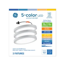 GE Premium LED 5 Color 75W Disk Light - 3 Pack