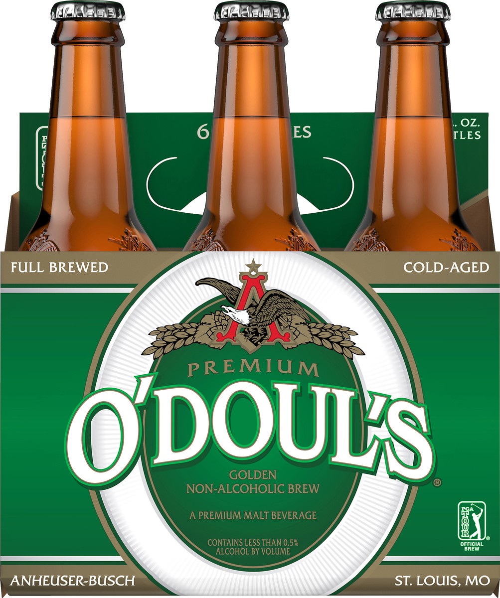 slide 5 of 9, ODouls O'Doul's Premium Golden Non-Alcoholic Beer, 6 Pack 12 FL OZ Bottles, 6 ct; 12 oz