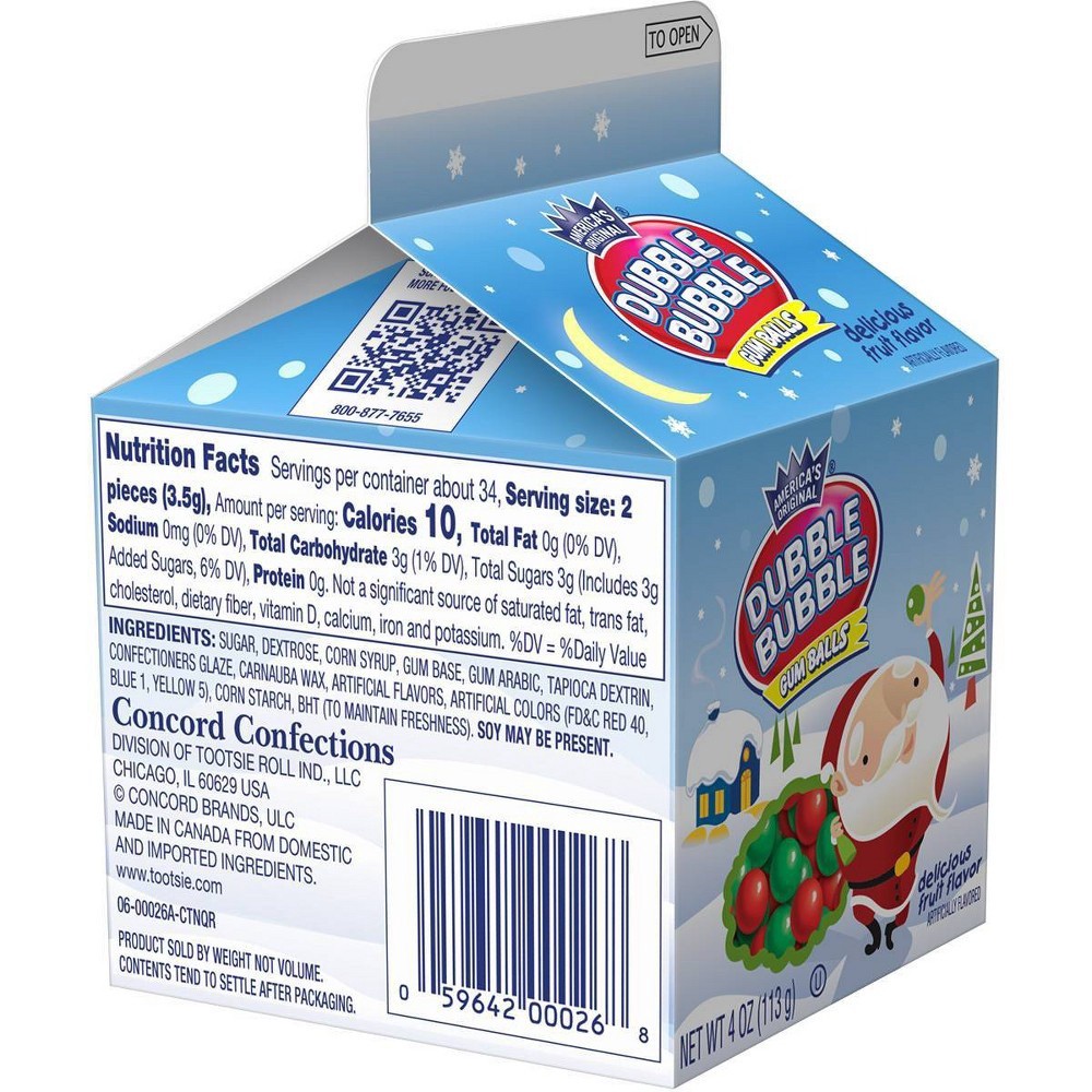 slide 2 of 3, Dubble Bubble Fruit Flavor Gum Balls Christmas Carton, 4 oz