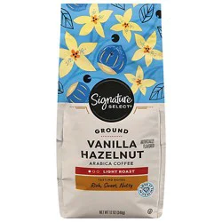 Signature Select Coffee Ground Light Roast Vanilla Hazelnut - 12 Oz