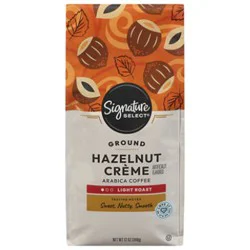 Signature Select Coffee Arabica Ground Light Roast Hazelnut Creme - 12 Oz