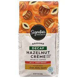 Signature Select Coffee Arabica Ground Light Roast Hazelnut Creme Decaf - 12 Oz