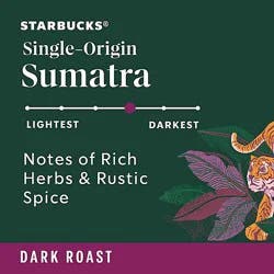 Starbucks Sumatra 100% Arabica Dark Roast Ground Coffee Bag - 12 Oz