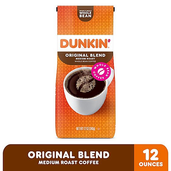 slide 1 of 5, Dunkin Donuts Coffee Whole Bean Medium Roast Original Blend - 12 Oz, 12 oz