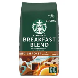 Starbucks Breakfast Blend 100% Arabica Medium Roast Ground Coffee Bag - 12 Oz